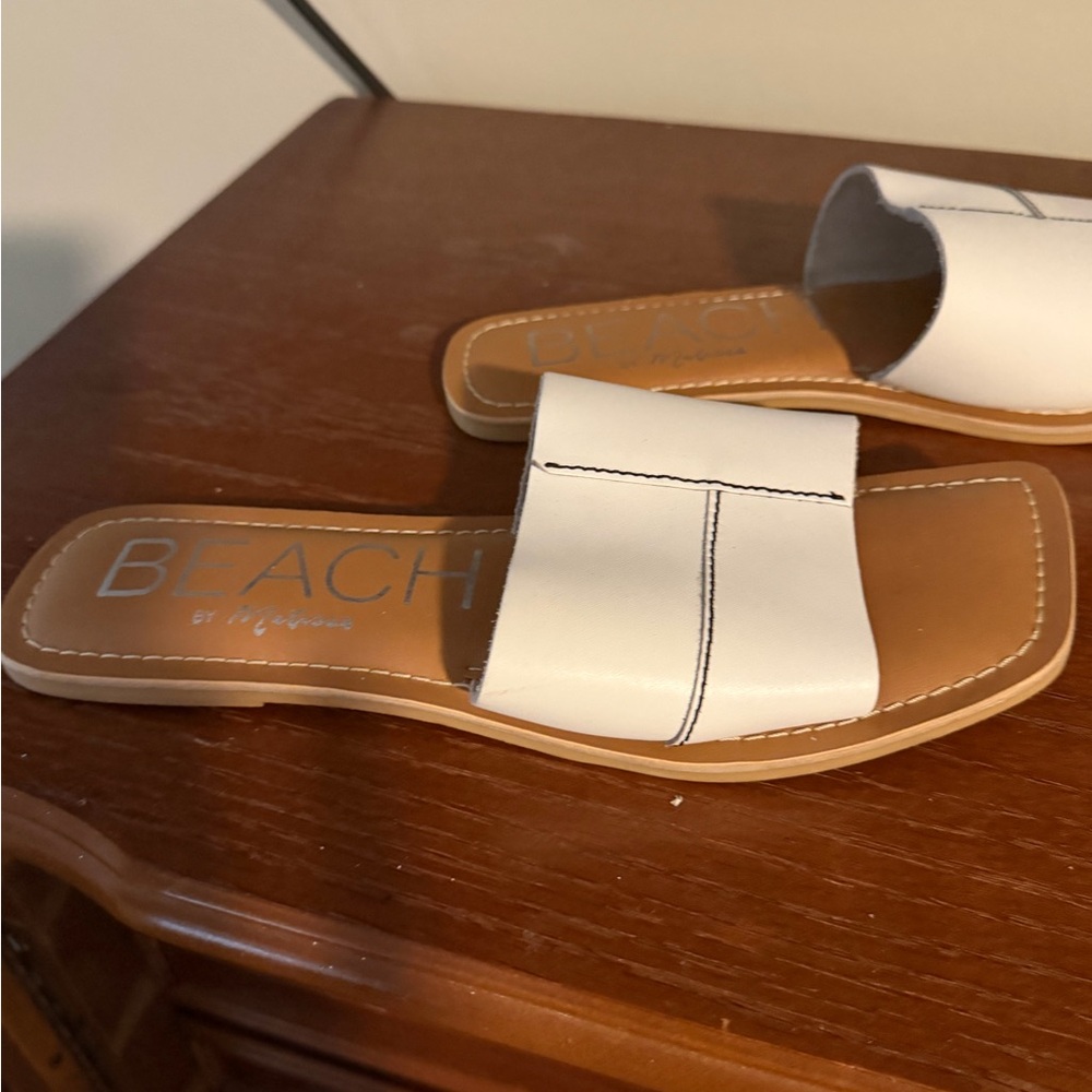 White Slide Sandals